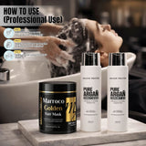 Amazon Protein Morocco Golden Hair Mask 500g + Argan Oil Shampoo & Conditioner 300ml Each | Deep Repair, Hydration & Frizz Control | Sulfate-Free Hair Care Combo