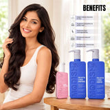 Amazon Protein Shea Butter Shampoo & Conditioner 350ml Each + Modish7 Hair Serum 100ml | Deep Moisture, Frizz Control & Shine Boost | Hair Care Combo