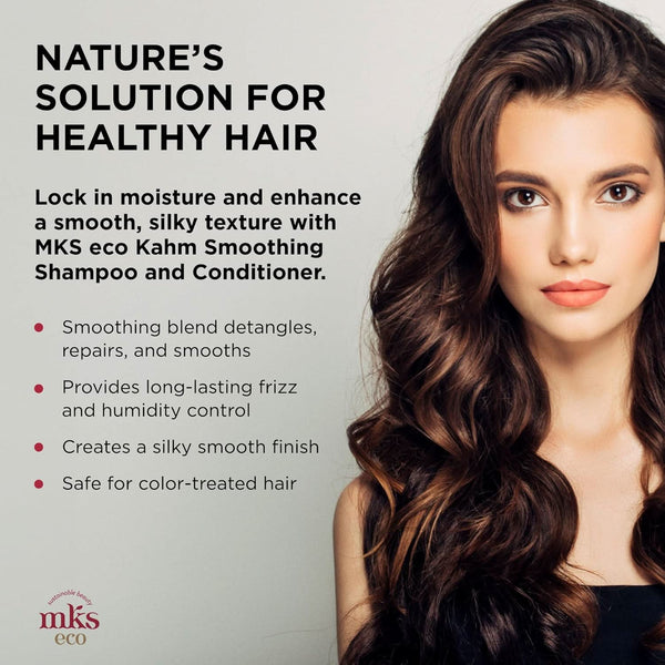 MKS eco Kahm Smoothing Shampoo & Conditioner Set (10 fl oz Each) | Moroccan Argan Oil & Hemp Seed Oil | Smooth, Repair & Hydrate Hair | Vegan & Cruelty Free