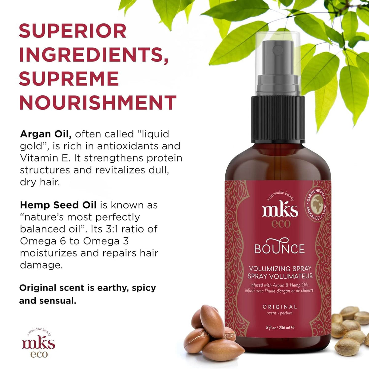 MKS eco Bounce Volumizing Spray 236ml, product angle 5