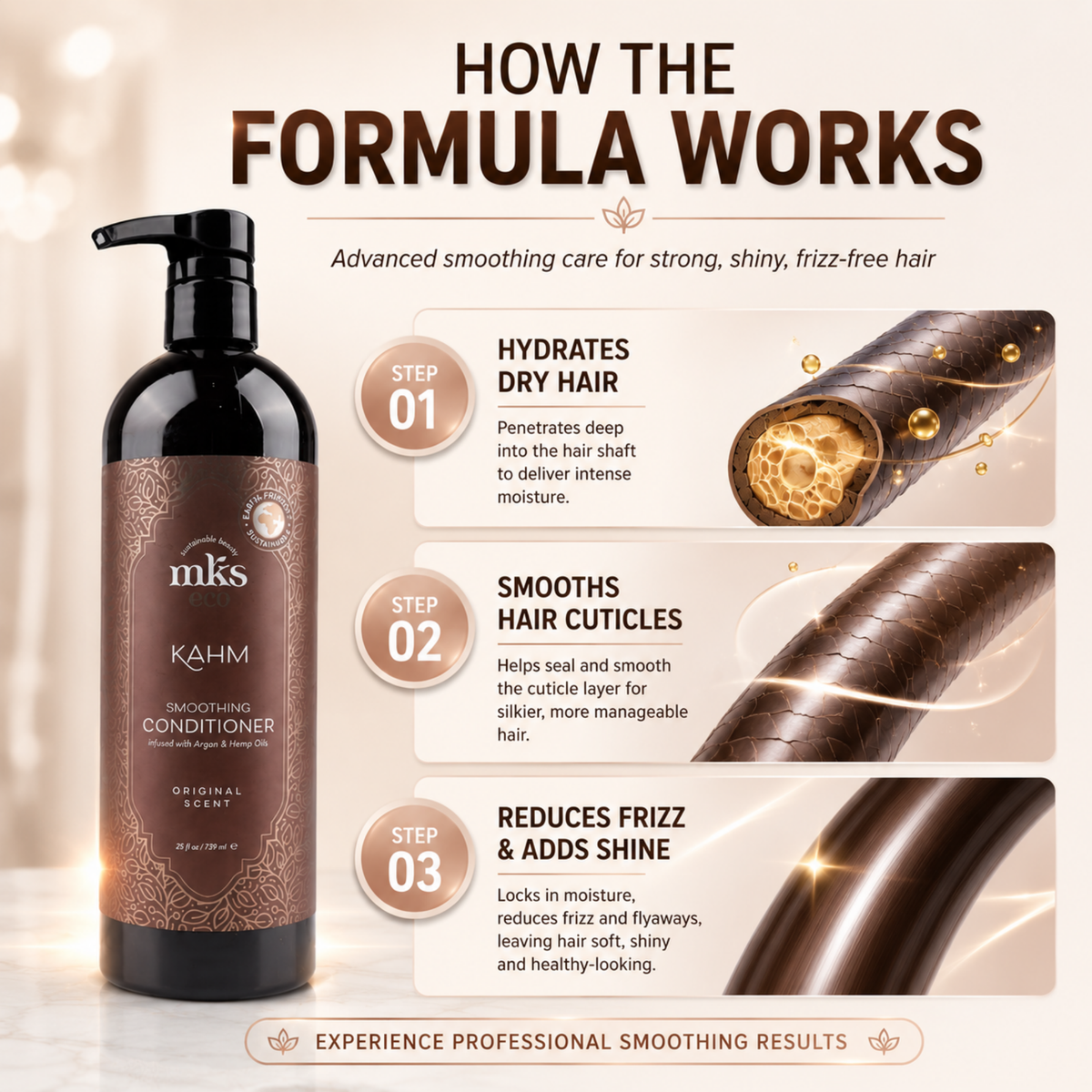 MKS eco Kahm Smoothing Conditioner, product angle 2
